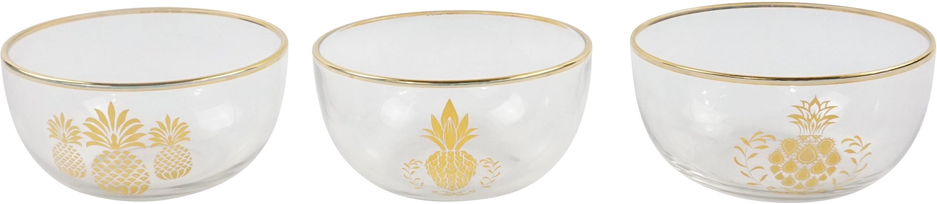 1660 BOWLS PINEAPPLE  S/3