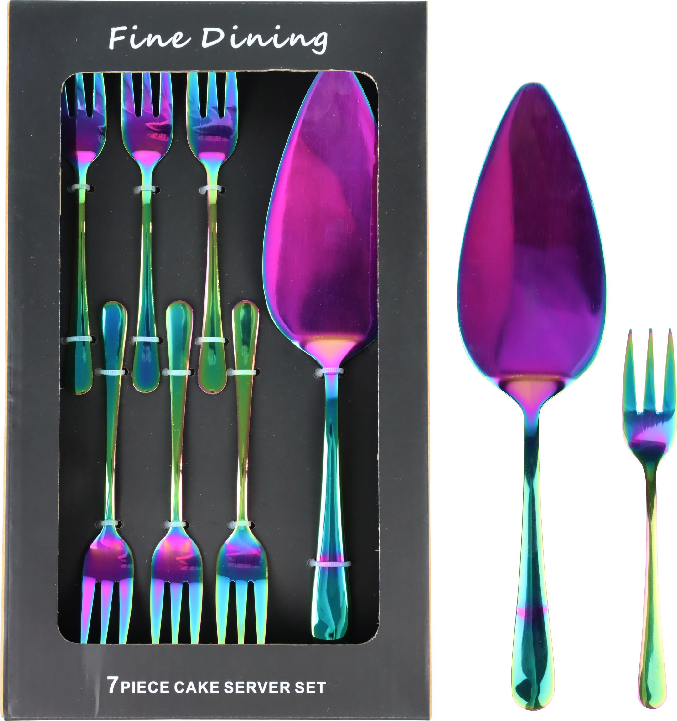 1798 CAKECUTLERYSET RAINBOW  S/7