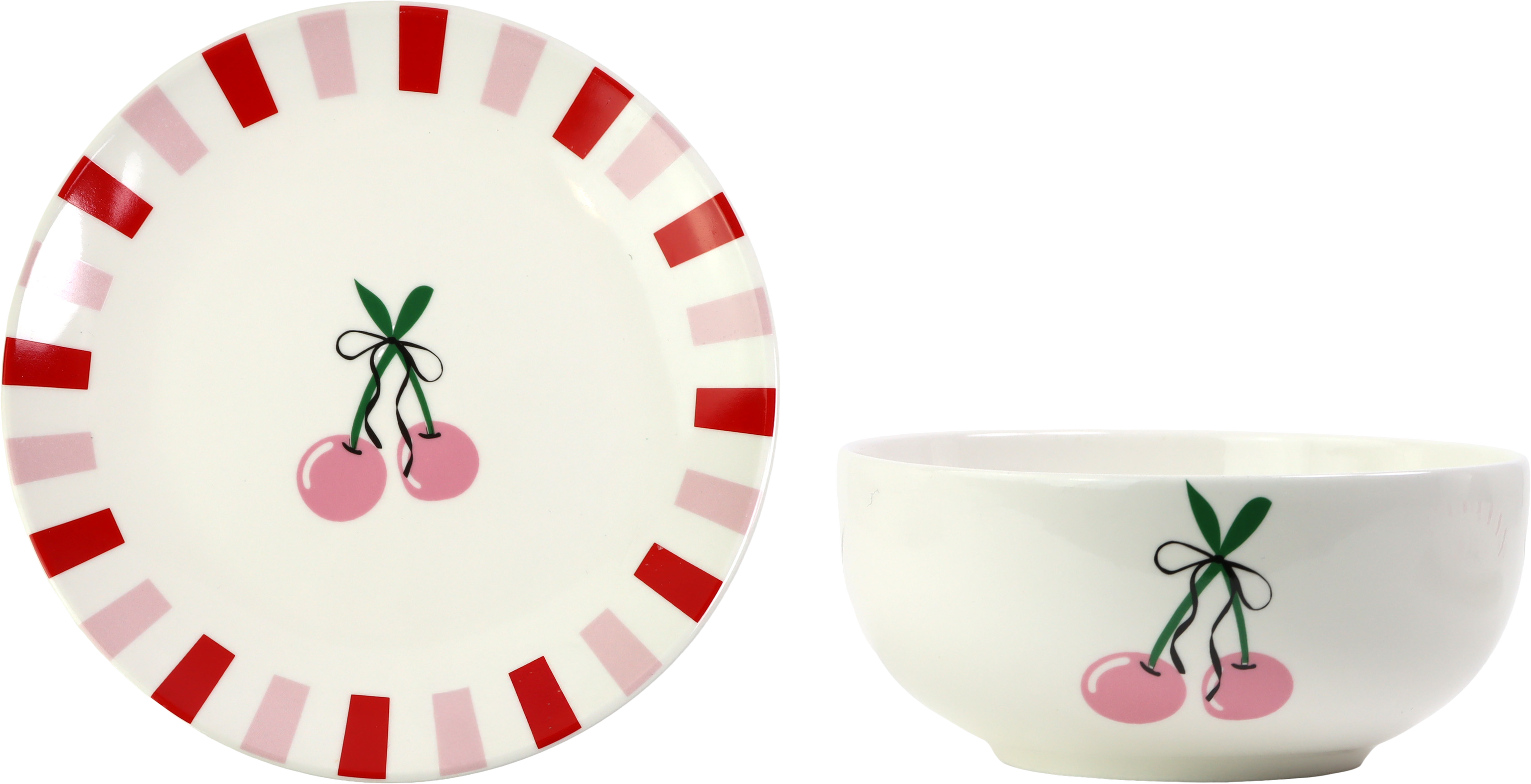2174 PLATE AND BOWL CHERRY CHARM  S/2