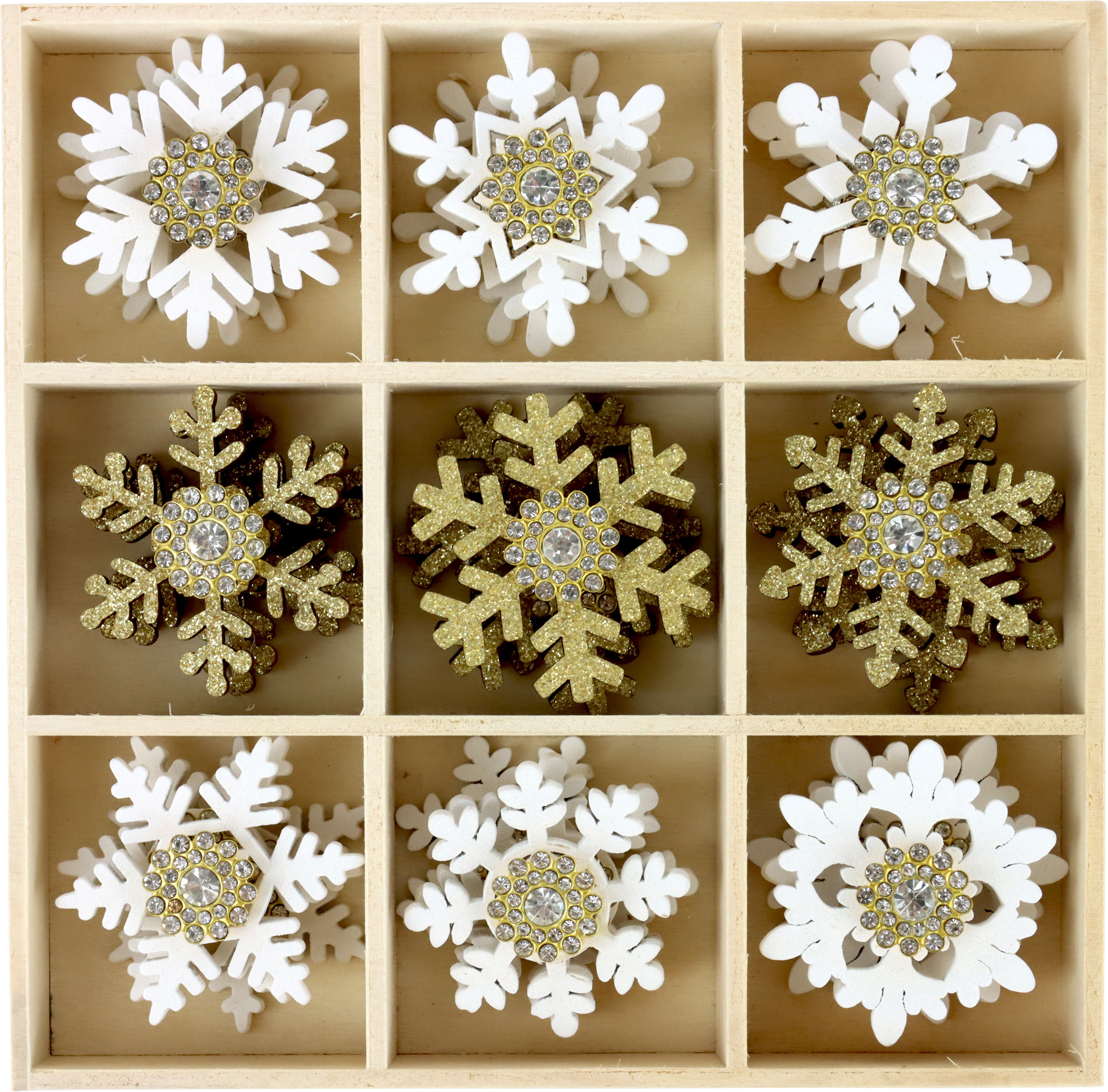 2717 WOODEN BOX  CRYSTAL STARS  S/27