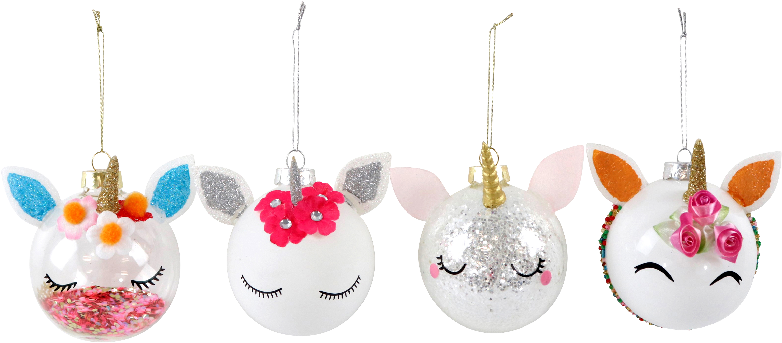 3173 GLASKUGELN UNICORNS  S/4