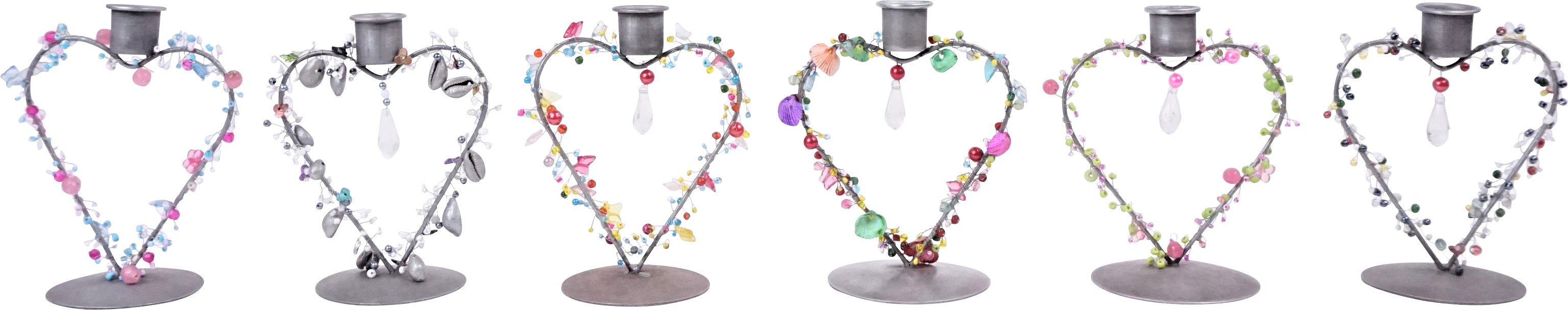 3496 CANDLEHOLDER HEARTS  S/6