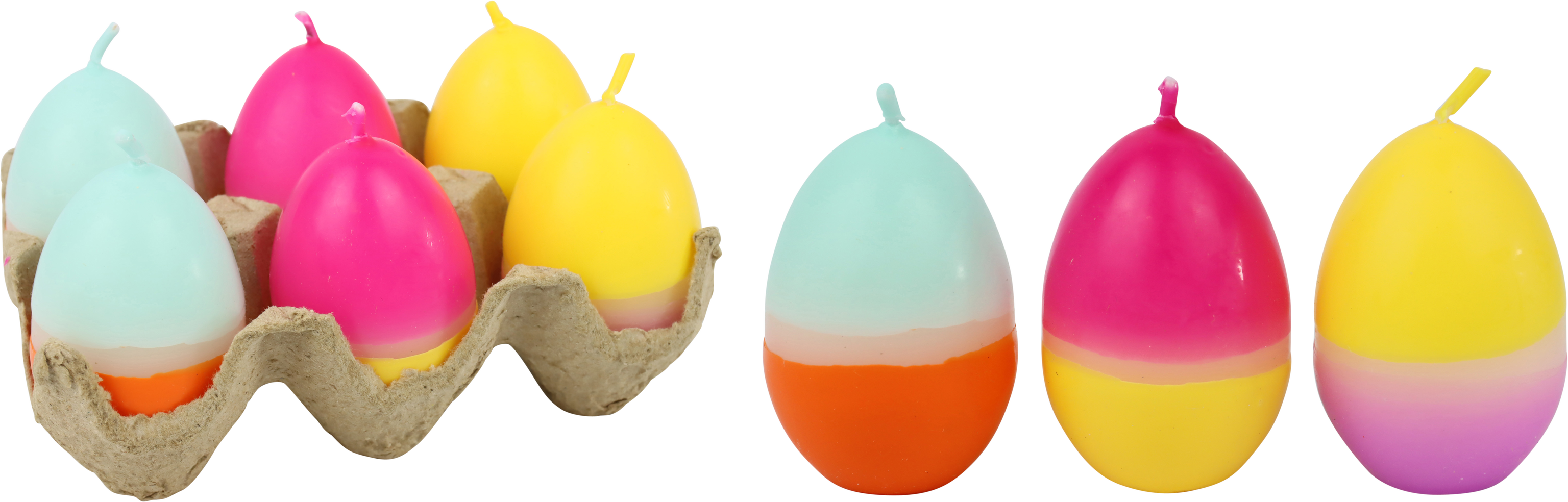 3509 EGG CANDLES RAINBOW  S/6