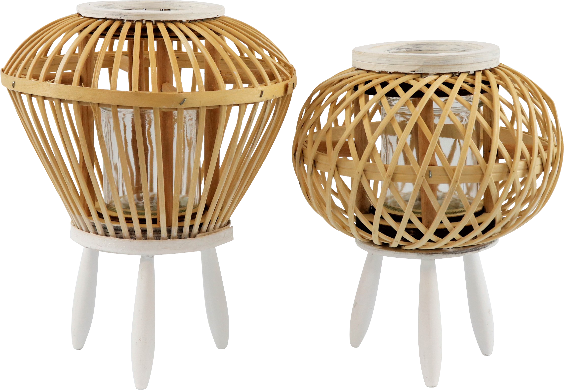 3575 BASKET ON ST.W.GLASS LOMBOK  S/2