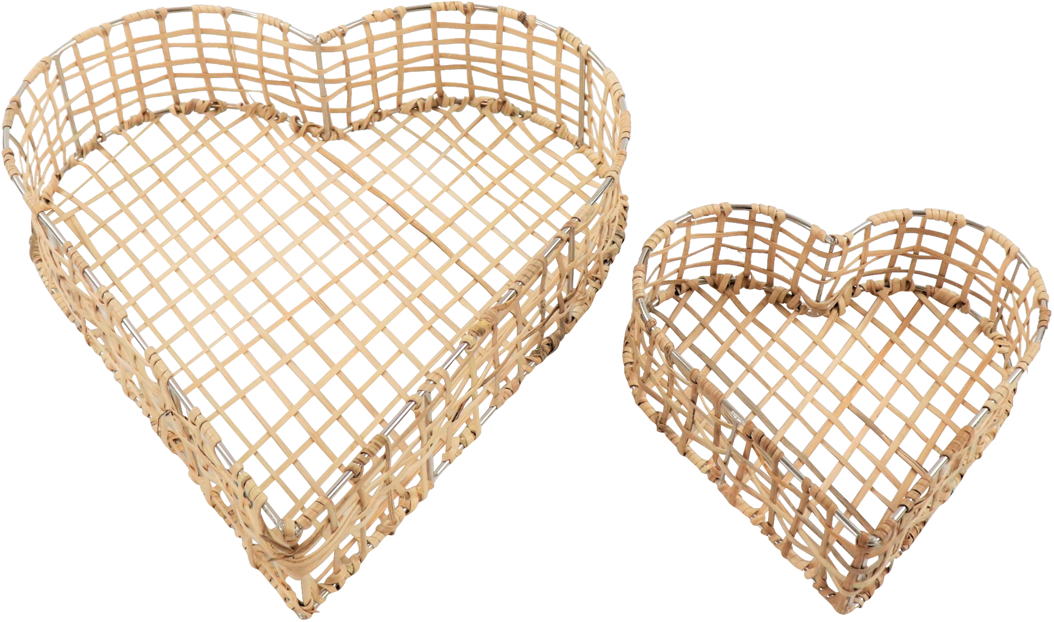 3832 RATTANBASKETS HEART  S/2