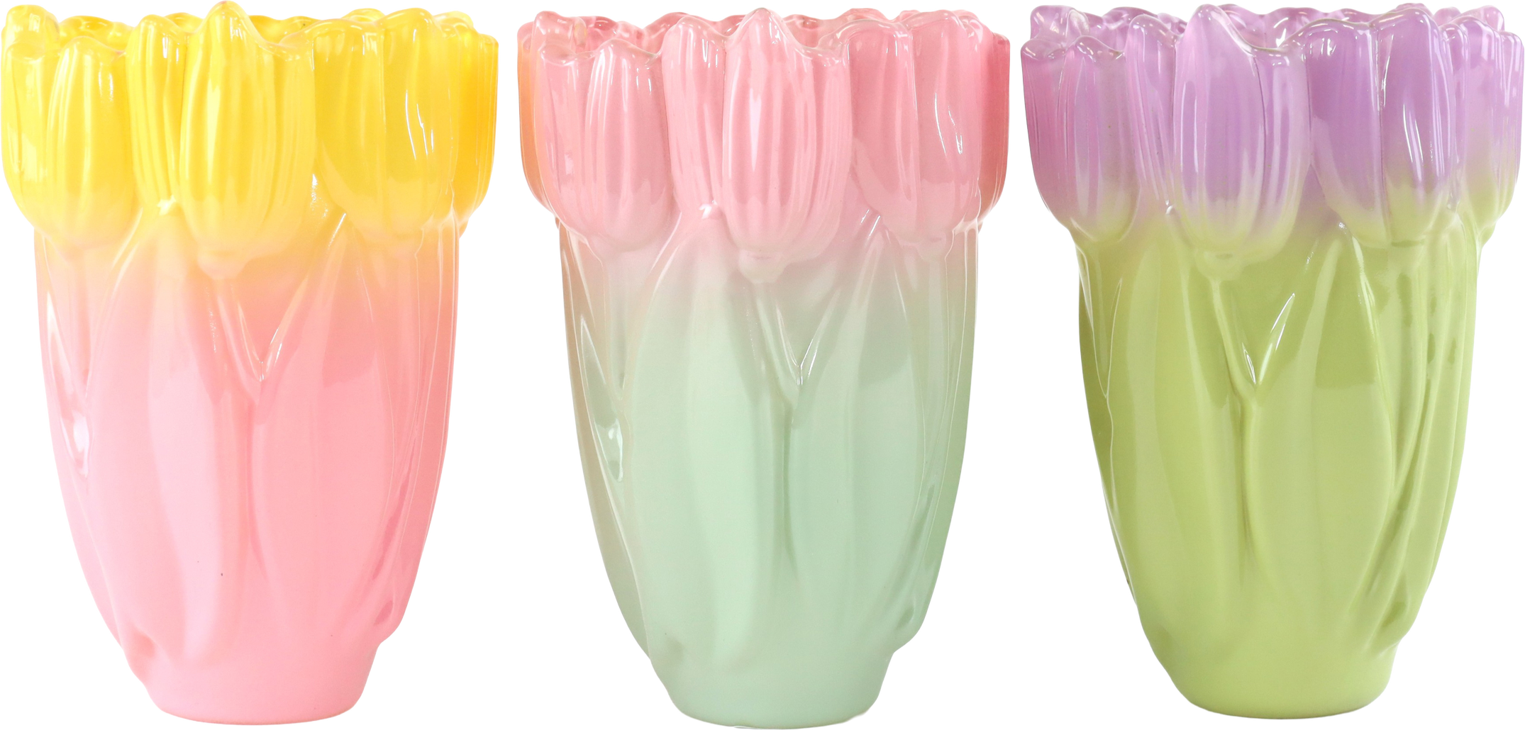 4114 GLASVASEN TULIP  TWIST  S/3
