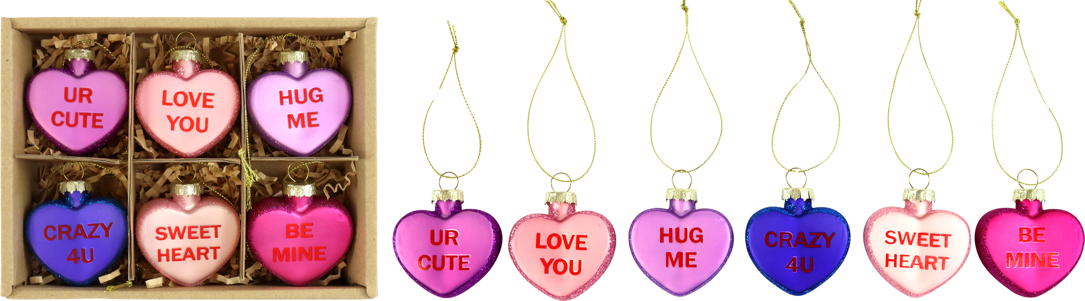 4939 GLASSCHMUCK TALKING HEARTS  S/6