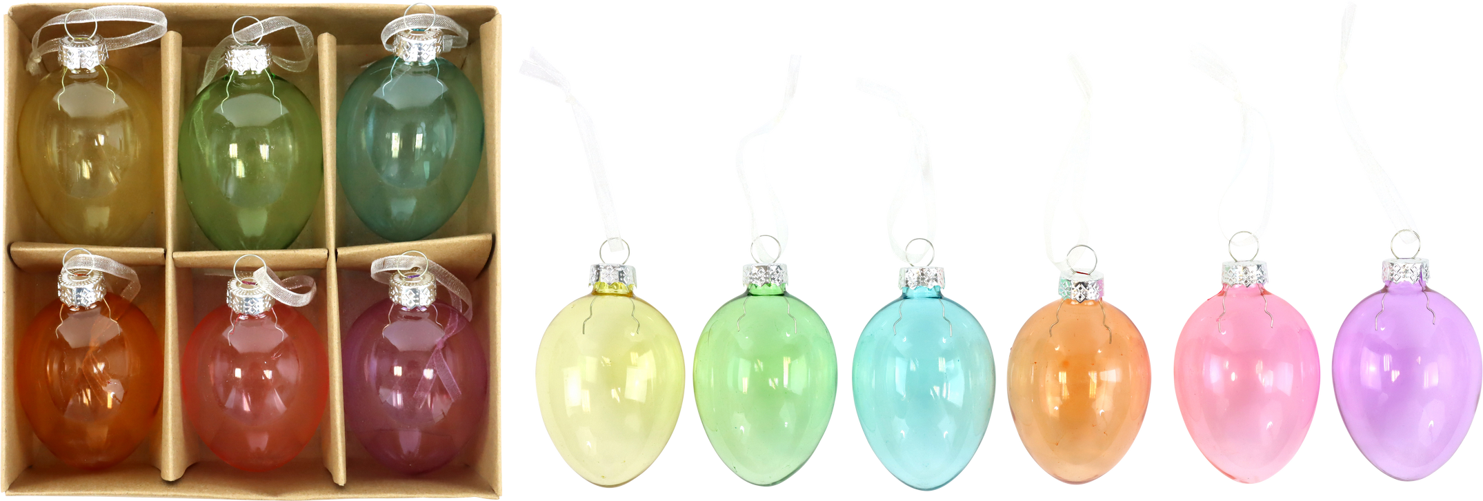 4988 GLASSCHMUCK RAINBOW EGGS  S/6