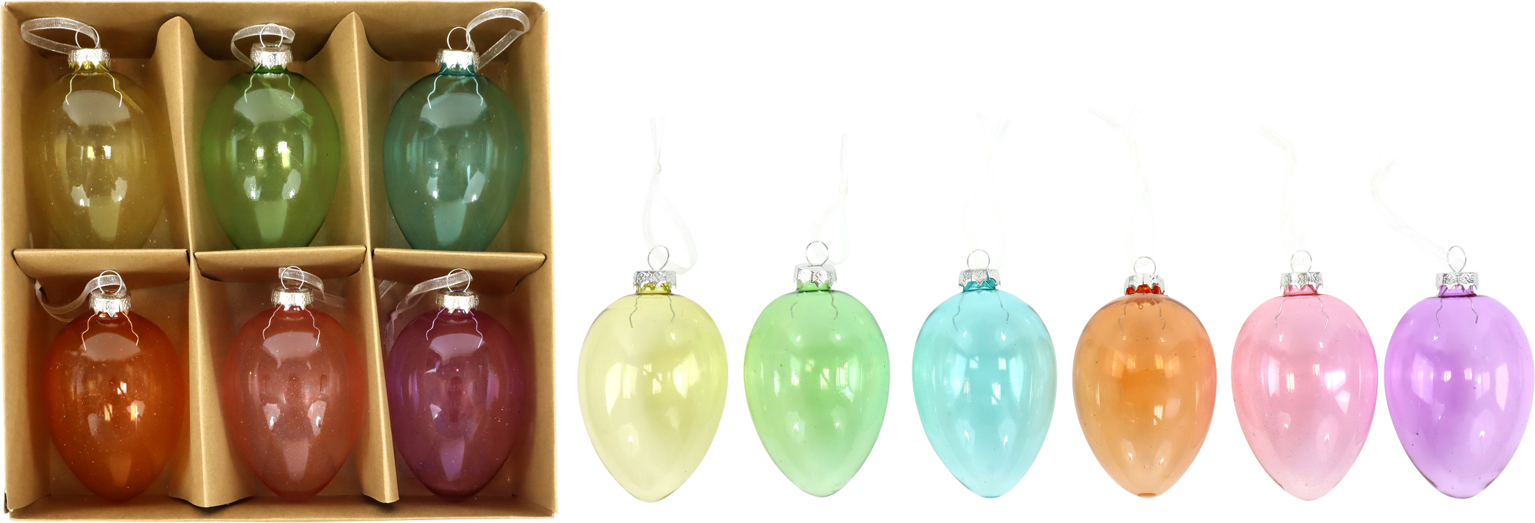 4989 GLASSCHMUCK RAINBOW EGGS  S/6