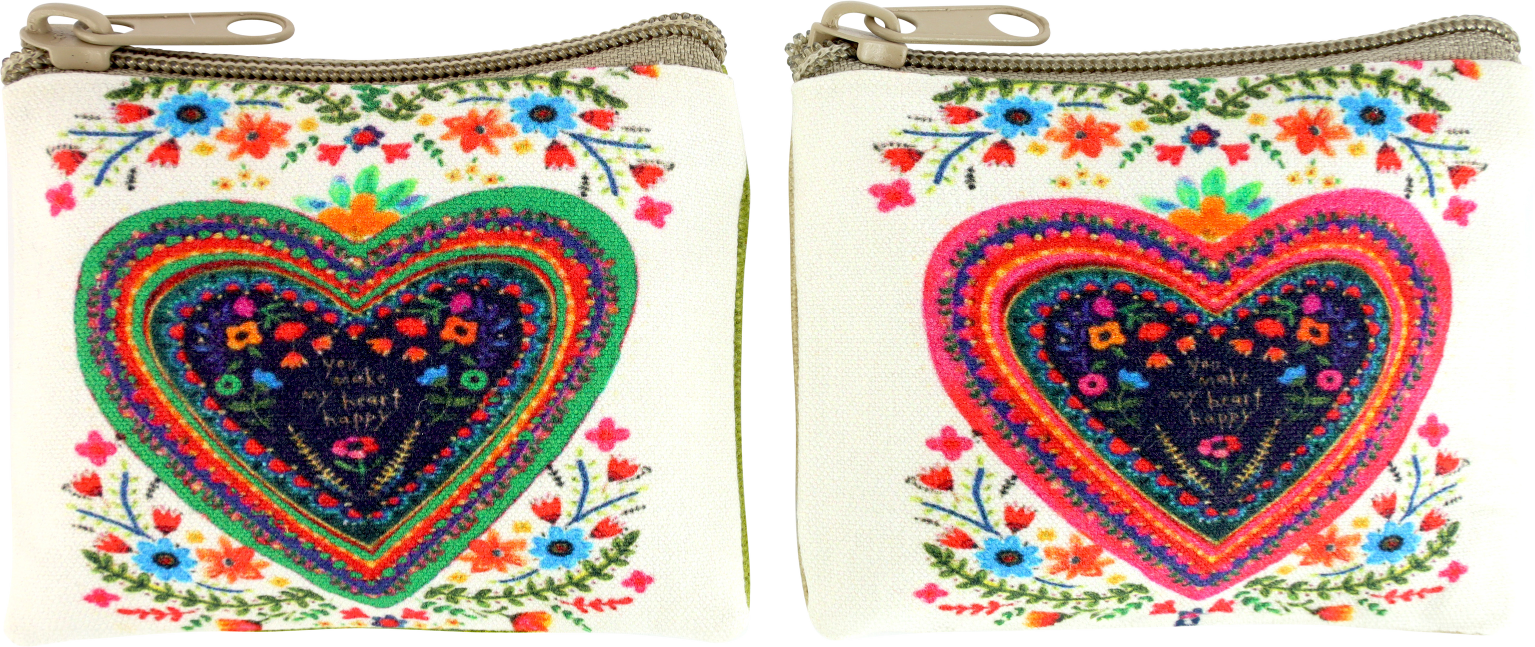 5939 COIN POUCHES HIPPIE HEART  S/2