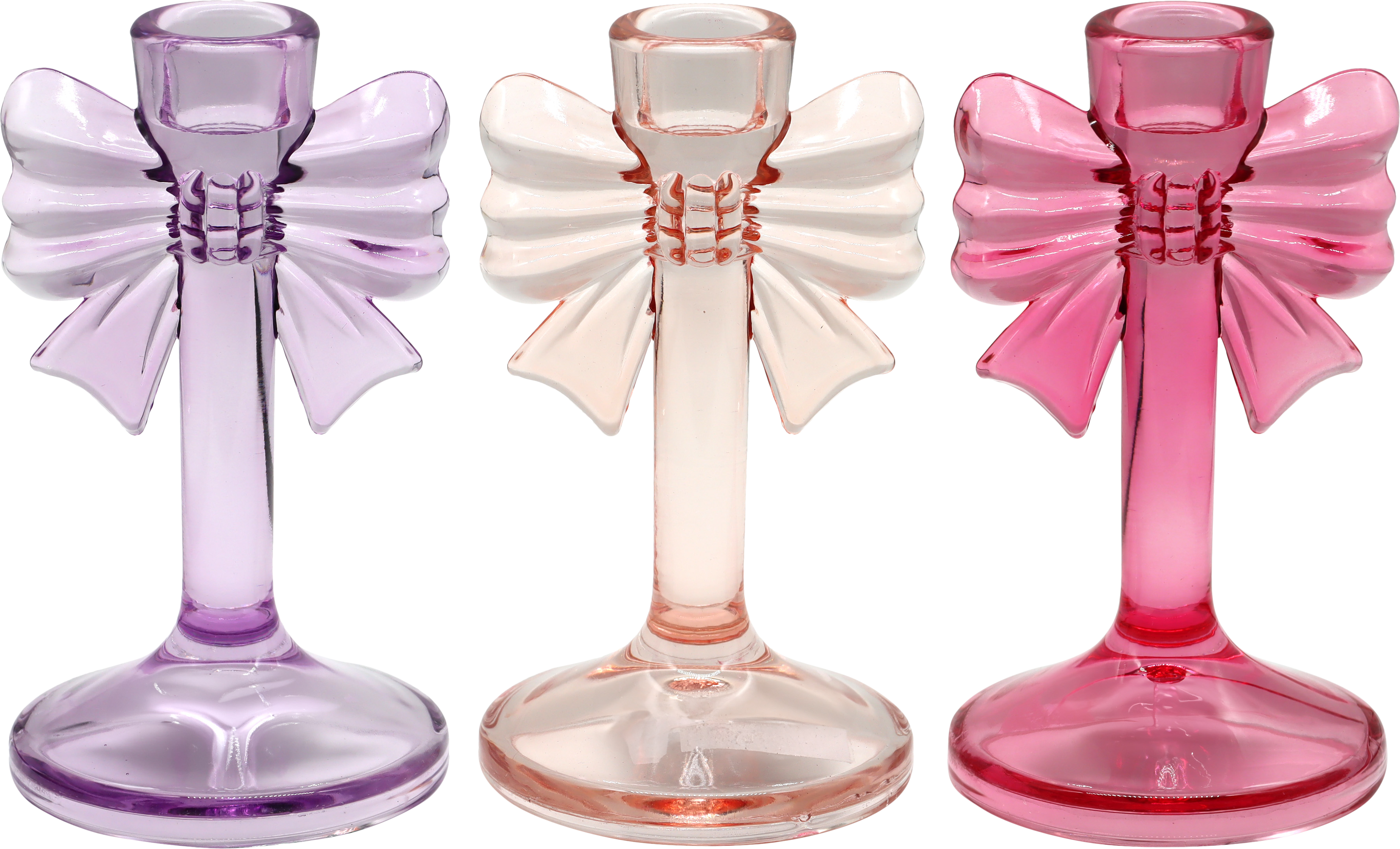6416 CANDLEHOLDER GLOW BOW  S/3