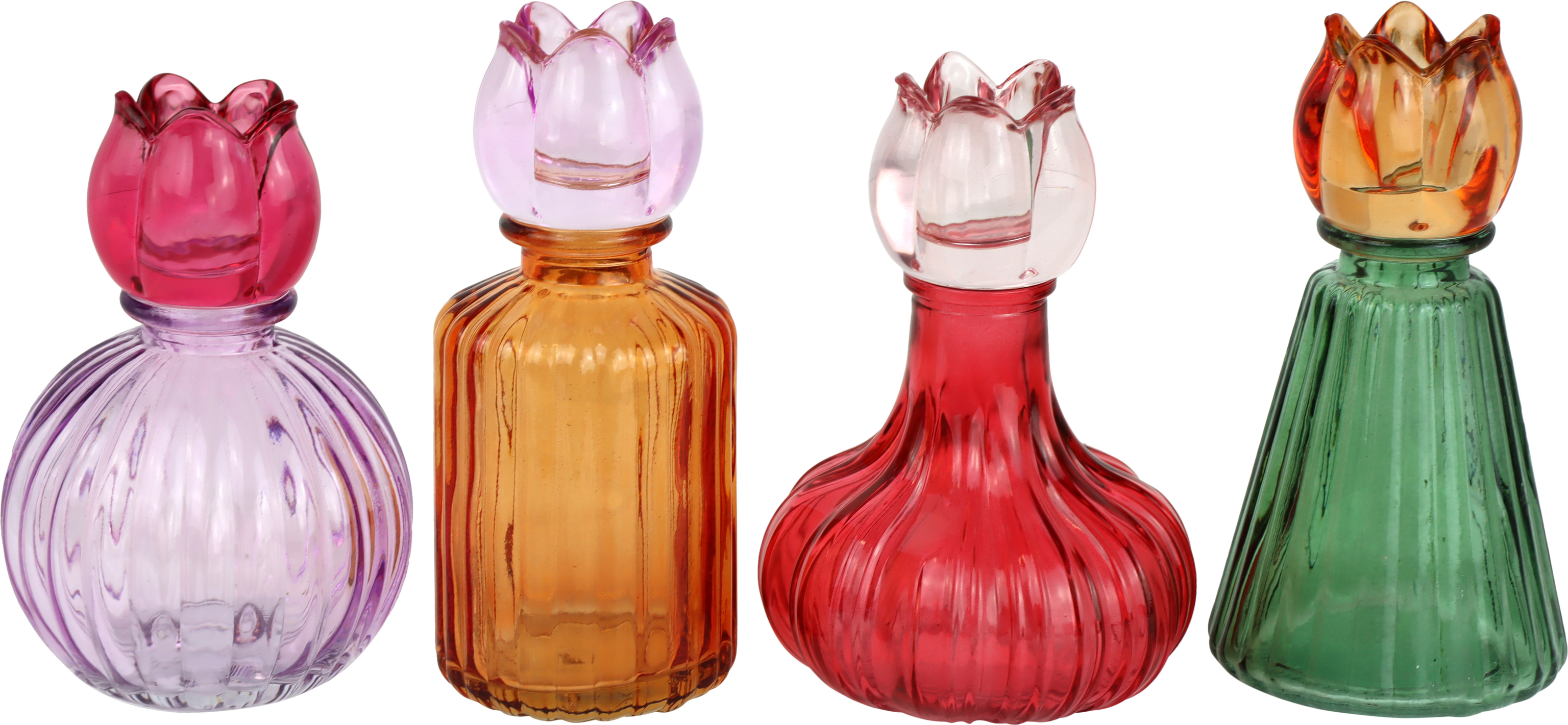 6484 CANDLEHOLDER FLORA FLAME  S/4