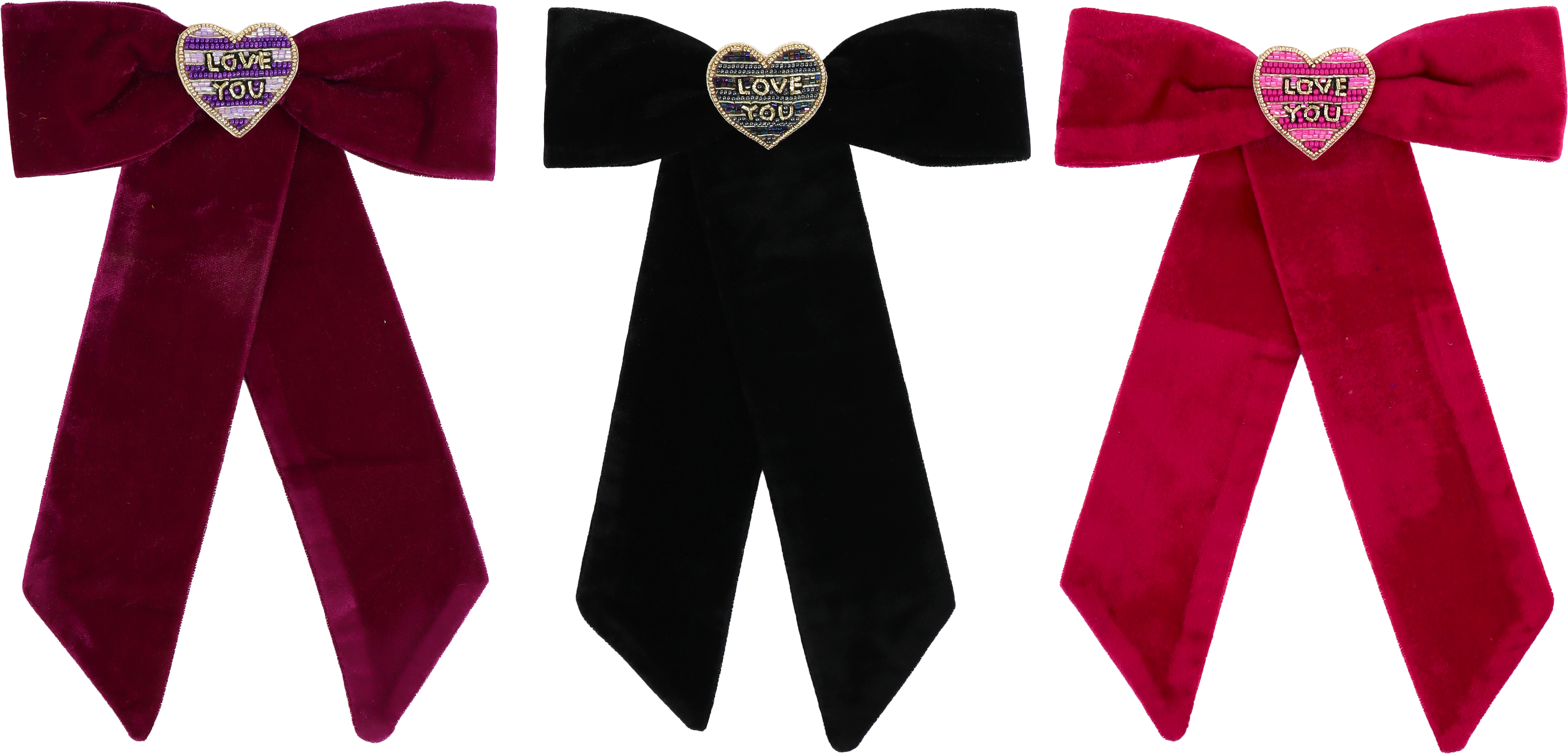 6519 HAIRBOWS LOVE YOU  S/3