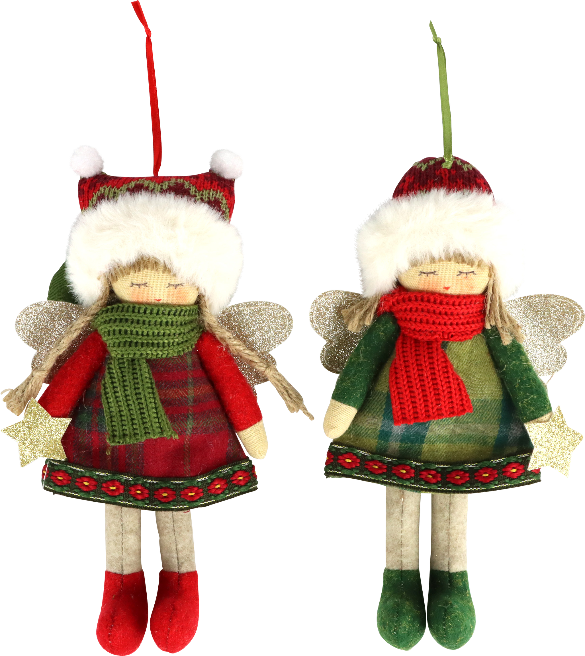 6566 ANGELS DE XMAS HOLLY FOLK  2P