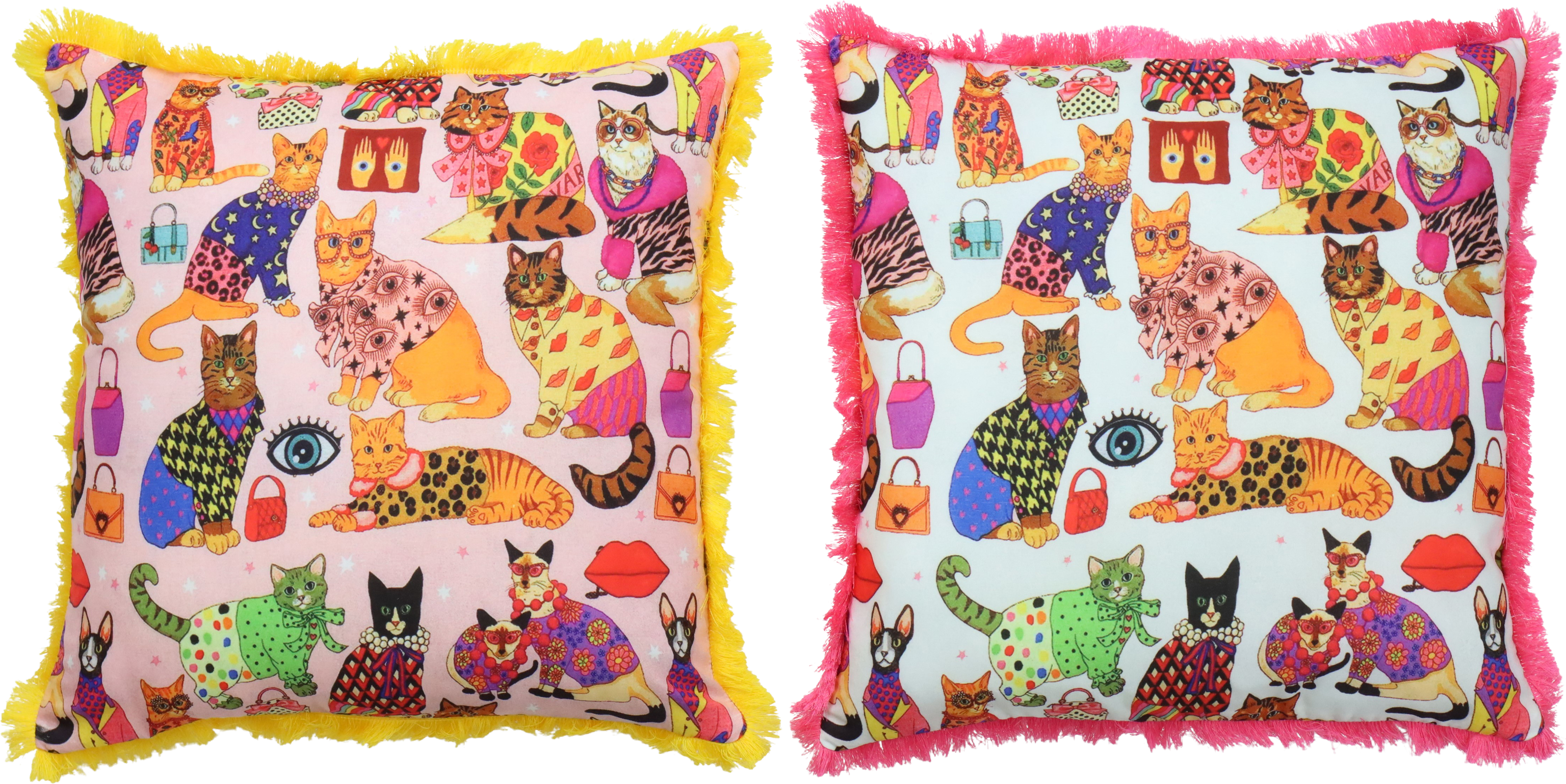 6866 CUSHIONCOVERS CUTE CATS  S/2