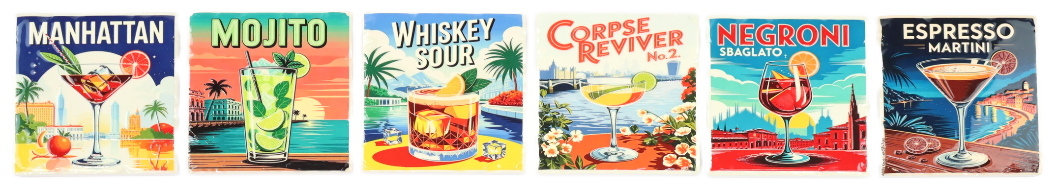 8562 COASTER COCKTAIL HOUR  S/6