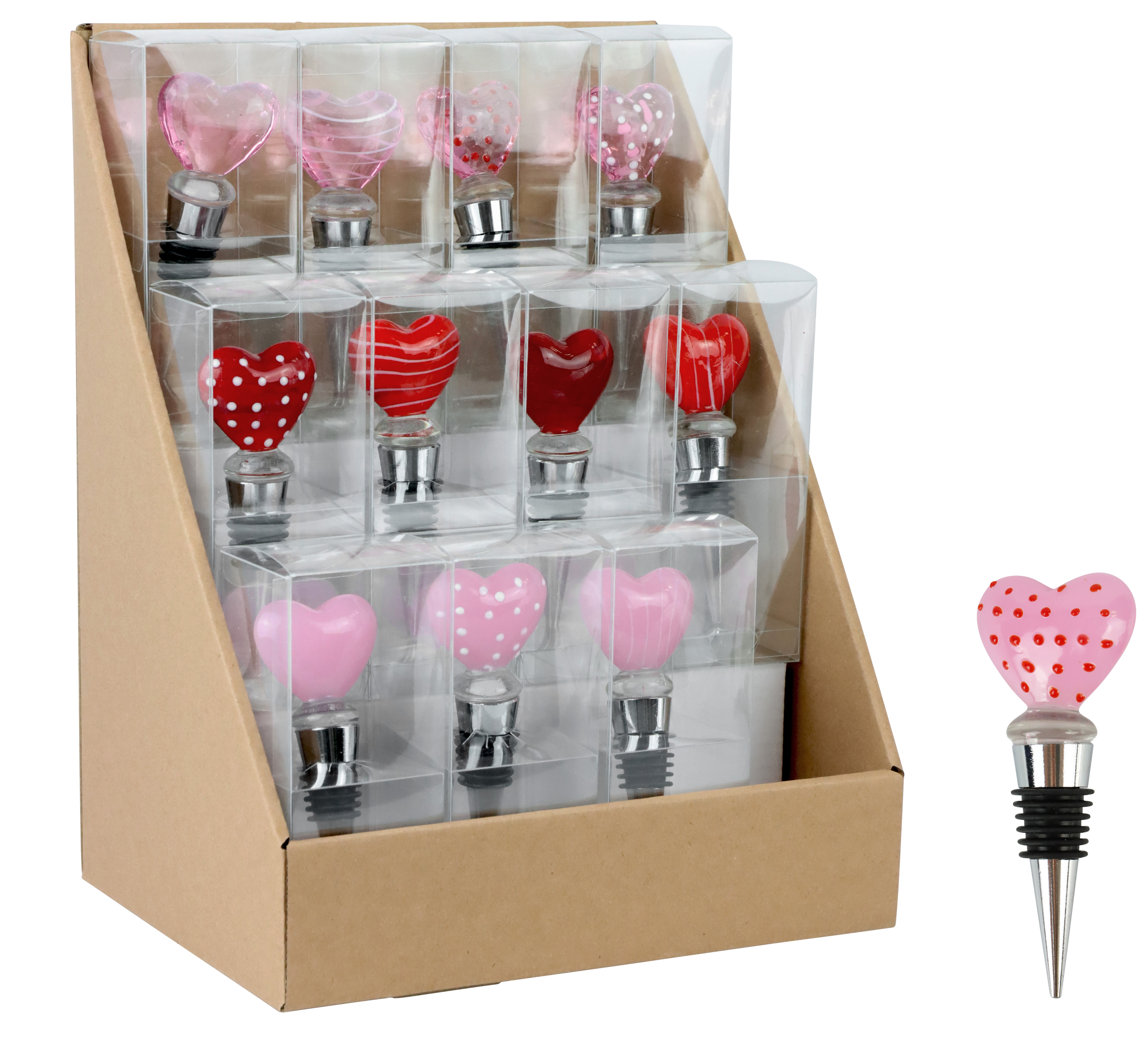 8955 DISPLAY FLASCHENKORKEN HEARTS  12P