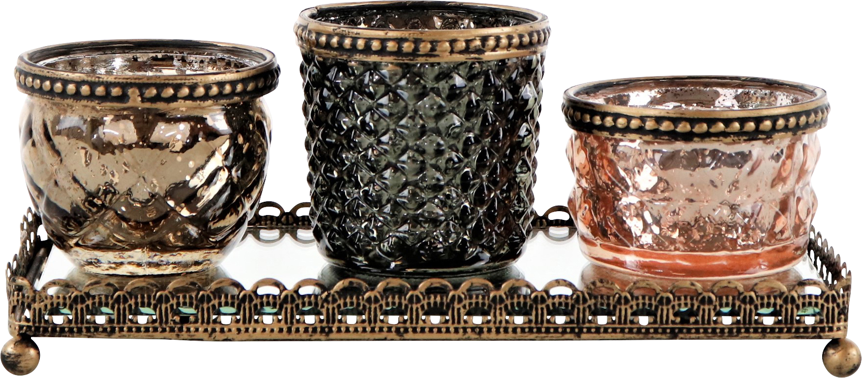 9072 GLASSENSEMBLE W. TRAY TOPKAPI  S/4