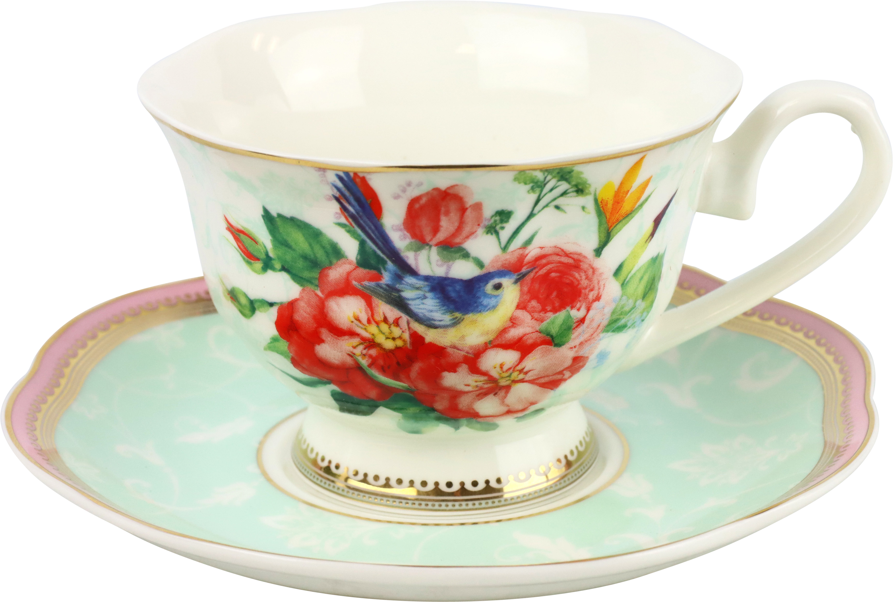 9818 MUG W.SAUCER LOVELY BIRD